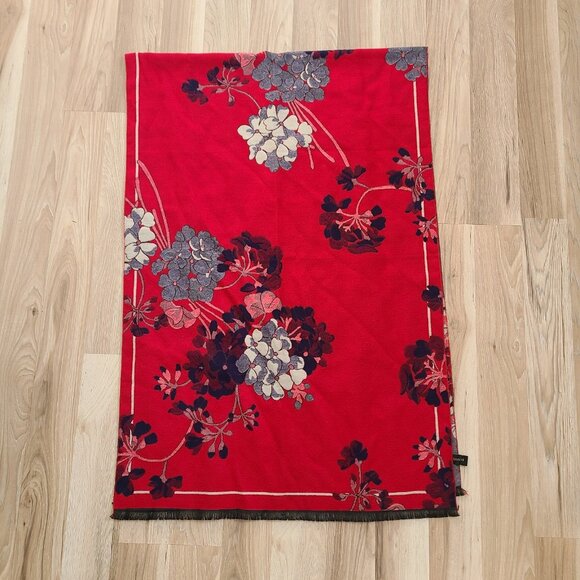 SAACHI Accessories - SAACHI Scarf Shawl Large Wrap 70" x 27" Brown Floral Red